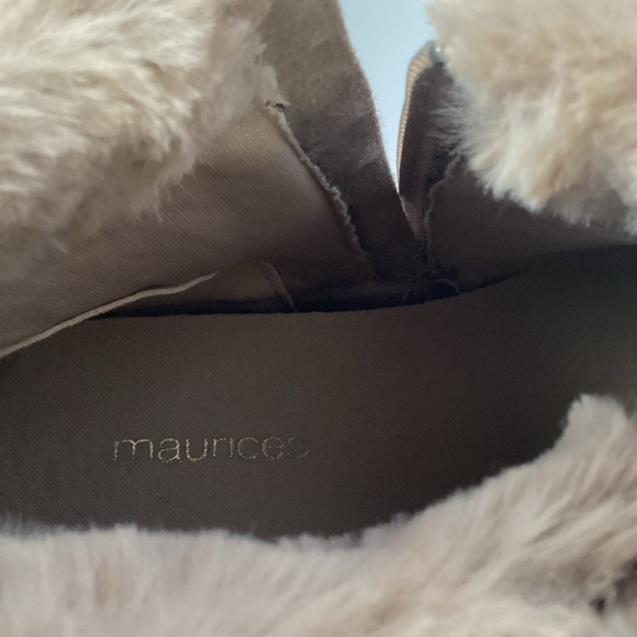MAURICES: tan suede, feel faux fur topped wedge, bootie sneakers size 9 - Picture 6 of 8